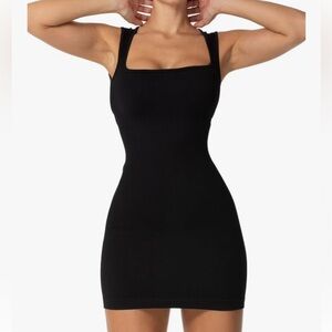 Black Ribbed Bodycon Dress
